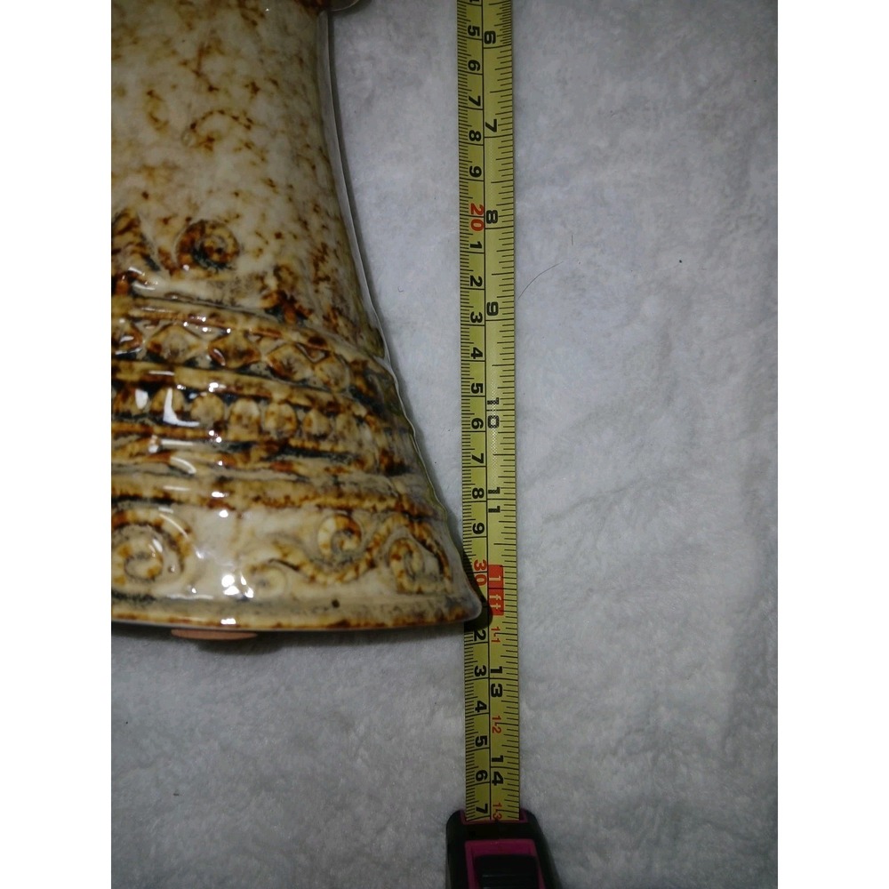 Vintage Ceramic Christmas‎ Santa Figurine - Rustic Marbled Holding Stocking 12" - Picture 9 of 9